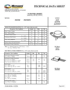 2N6768_ Datasheet PDF Microsemi Corporation