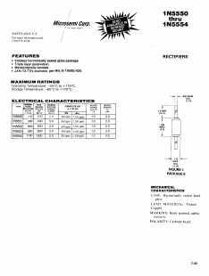 1N5553 Datasheet PDF Microsemi Corporation