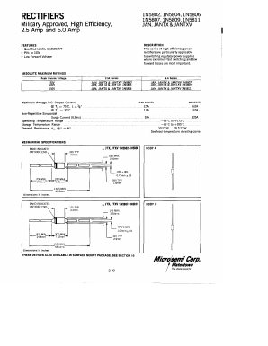 1N5806 Datasheet PDF Microsemi Corporation