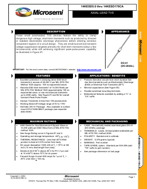 14KESD Datasheet PDF Microsemi Corporation