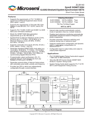 ZL30143GGG Datasheet PDF Microsemi Corporation