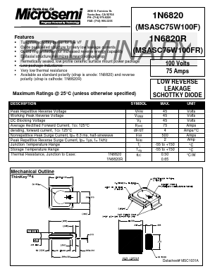 1N6820 Datasheet PDF Microsemi Corporation