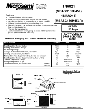 1N6821 Datasheet PDF Microsemi Corporation