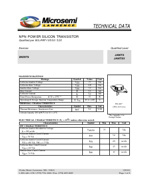 JANTX2N3879 Datasheet PDF Microsemi Corporation