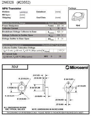 2N6328 Datasheet PDF Microsemi Corporation