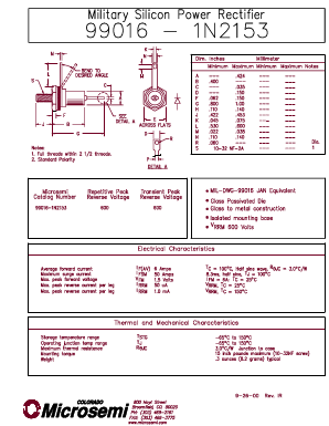 99016 Datasheet PDF Microsemi Corporation