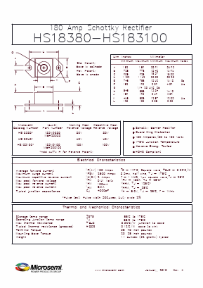 MBR20080 Datasheet PDF Microsemi Corporation