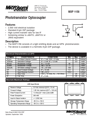 MXP1158 Datasheet PDF Microsemi Corporation