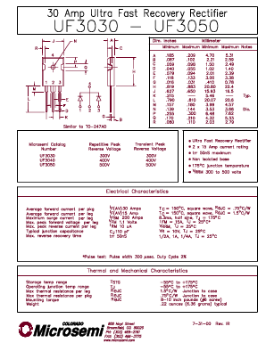 UF3050 Datasheet PDF Microsemi Corporation