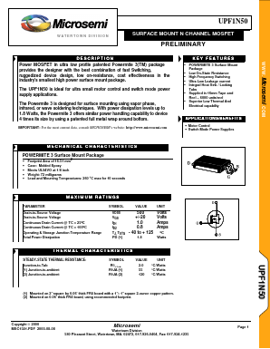 UPF1N50 Datasheet PDF Microsemi Corporation