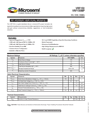 VRF150 Datasheet PDF Microsemi Corporation