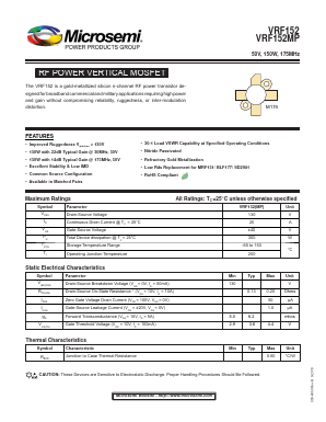 VRF152 Datasheet PDF Microsemi Corporation