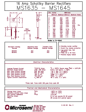 MS1645 Datasheet PDF Microsemi Corporation