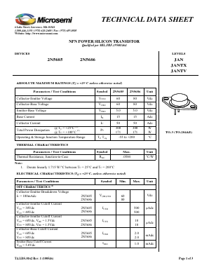 2N5685 Datasheet PDF Microsemi Corporation