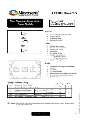 APTDF400AA20G Datasheet PDF Microsemi Corporation