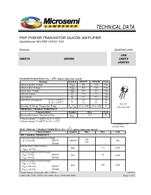 2N5679 Datasheet PDF Microsemi Corporation