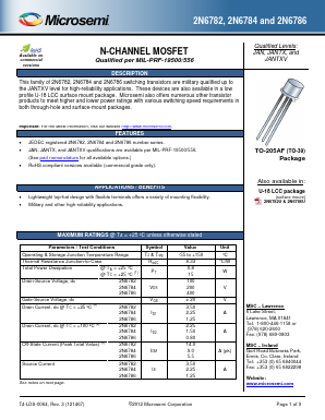 JAN2N6784 Datasheet PDF Microsemi Corporation