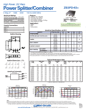 ZB3PD-63+ Datasheet PDF Minicircuits