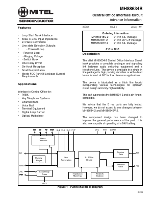 MT88634BT-2 Datasheet PDF Mitel Networks