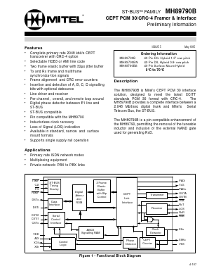 MH89790BS Datasheet PDF Mitel Networks