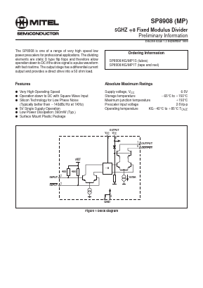 SP8908KGMP1S Datasheet PDF Mitel Networks