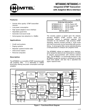MT8889CE-1 Datasheet PDF Mitel Networks