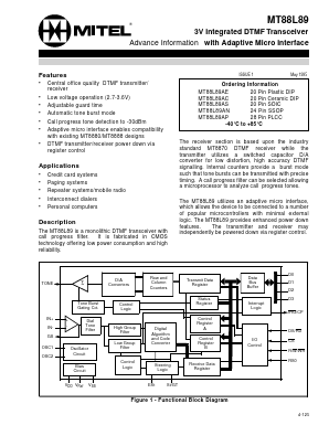 MT88L89 Datasheet PDF Mitel Networks