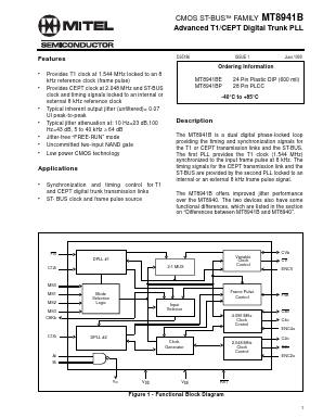 MT8941B Datasheet PDF Mitel Networks