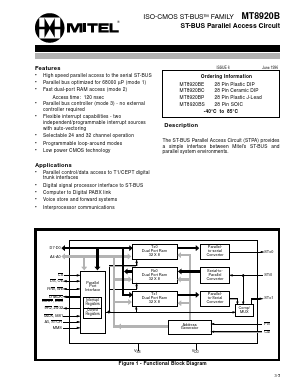 MT8920 Datasheet PDF Mitel Networks
