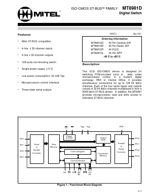 MT8981D Datasheet PDF Mitel Networks