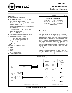 MH88400-2 Datasheet PDF Mitel Networks