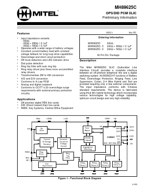MH89625C Datasheet PDF Mitel Networks