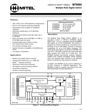 MT8986AE Datasheet PDF Mitel Networks