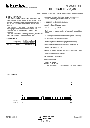 MH16S64FFB-10 Datasheet PDF MITSUBISHI ELECTRIC 