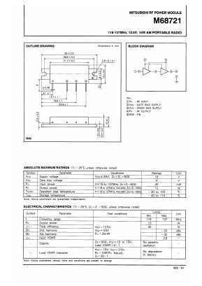 M68721 Datasheet PDF MITSUBISHI ELECTRIC 