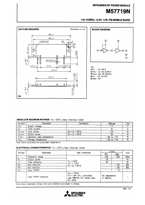 M57719N Datasheet PDF MITSUBISHI ELECTRIC 