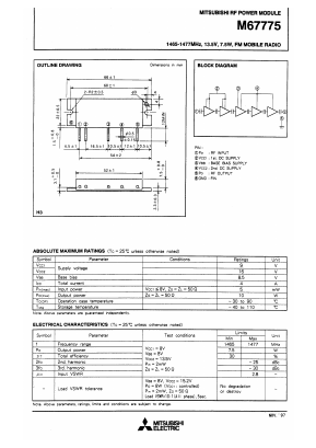 M67775 Datasheet PDF MITSUBISHI ELECTRIC 