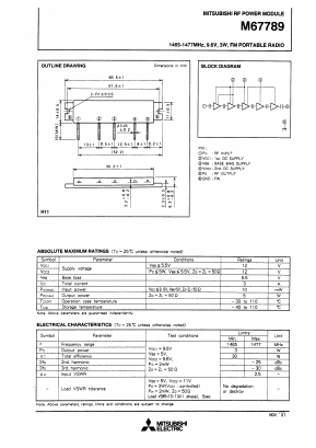 M67789 Datasheet PDF MITSUBISHI ELECTRIC 