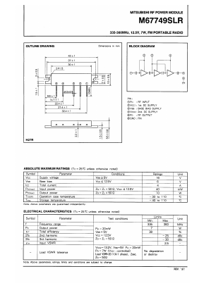 M67749SLR Datasheet PDF MITSUBISHI ELECTRIC 