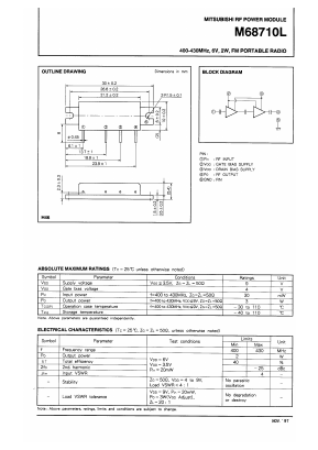 M68710L Datasheet PDF MITSUBISHI ELECTRIC 