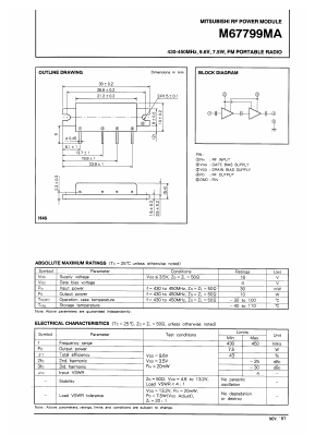 M67799MA Datasheet PDF MITSUBISHI ELECTRIC 