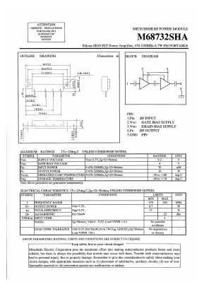 M68732SHA Datasheet PDF MITSUBISHI ELECTRIC 
