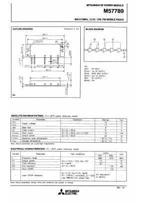M57789 Datasheet PDF MITSUBISHI ELECTRIC 