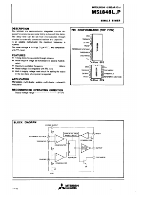 M51848 Datasheet PDF MITSUBISHI ELECTRIC 
