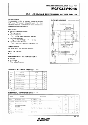 MGFK33V4045 Datasheet PDF MITSUBISHI ELECTRIC 