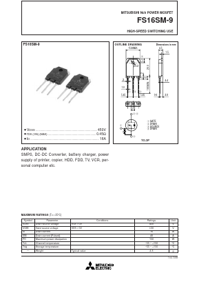 FS16SM-9 Datasheet PDF MITSUBISHI ELECTRIC 