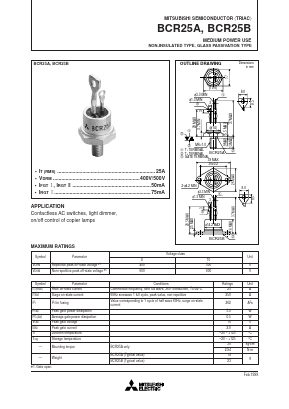 BCR25A Datasheet PDF MITSUBISHI ELECTRIC 