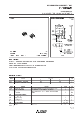 BCR3AS-12 Datasheet PDF MITSUBISHI ELECTRIC 