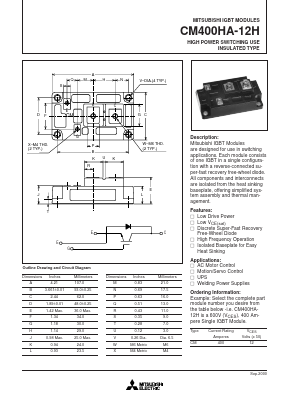 CM400HA-12H Datasheet PDF MITSUBISHI ELECTRIC 