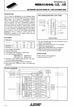 M5K4164AL-12 Datasheet PDF MITSUBISHI ELECTRIC 